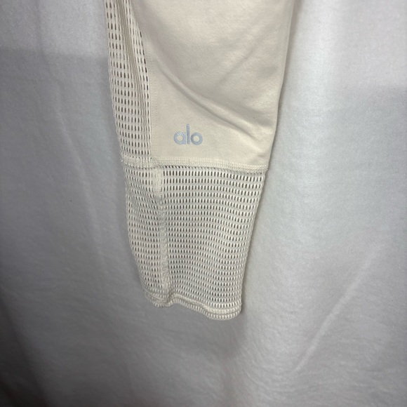 Alo Yoga High Waist Mesh Panel Leggings Cream XS Athleisure Workout - Picture 6 of 6